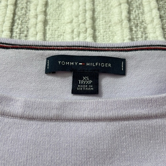Tommy Hilfiger Womens XS Sweater Lavender White Stripe Cotton Blend Crewneck - Picture 6 of 8